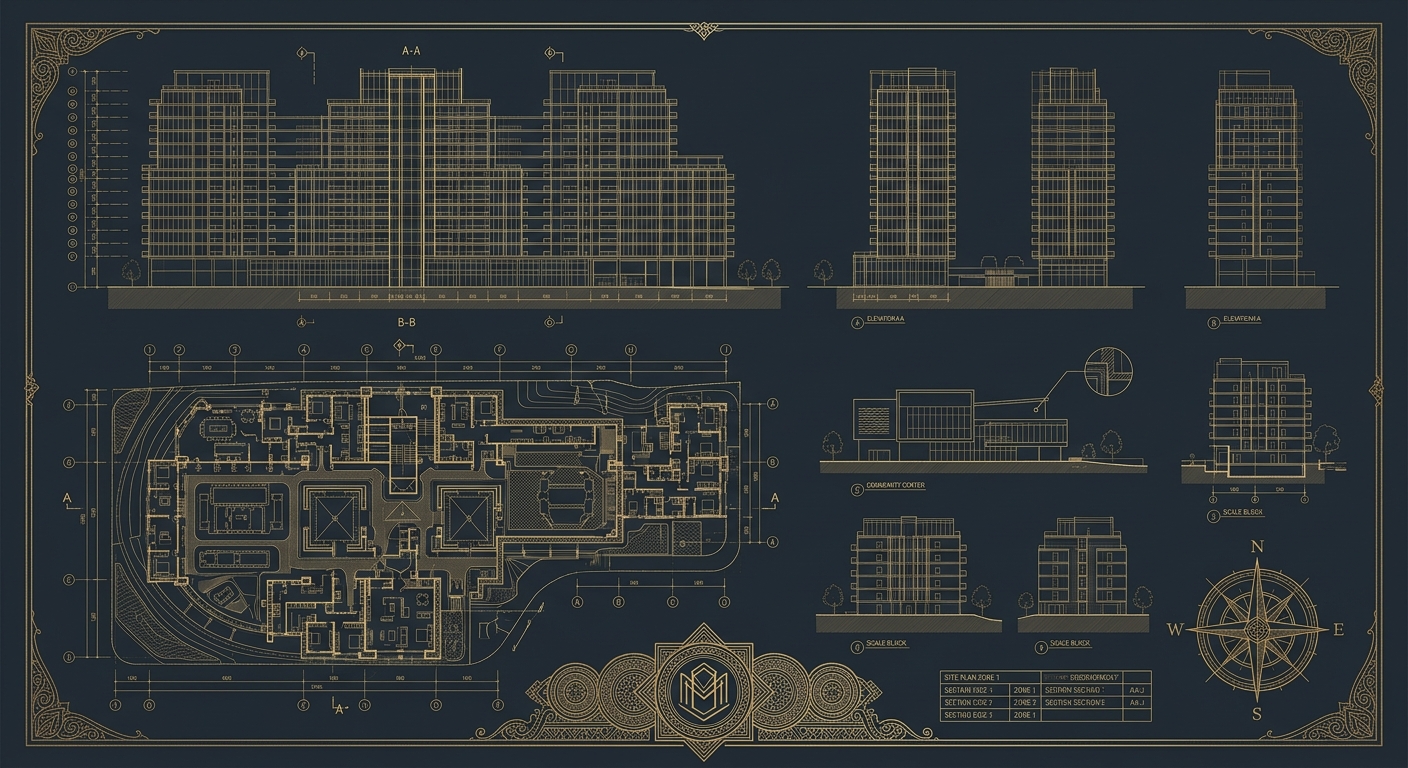 Architectural CAD drawing representing Prestige & Co's property development finance services